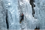 Alan climbing WI4 in the Scottish Gullies in 2000 (46kb)
